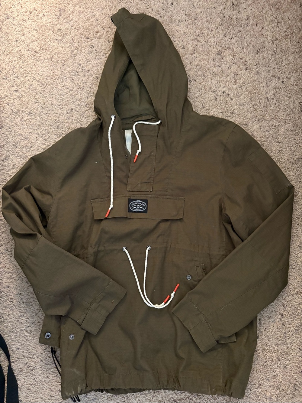 Poler Olive Green Hooded Pullover Windbreaker